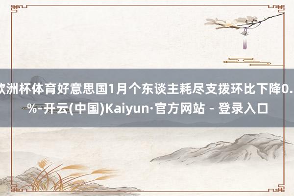 欧洲杯体育好意思国1月个东谈主耗尽支拨环比下降0.2%-开云(中国)Kaiyun·官方网站 - 登录入口